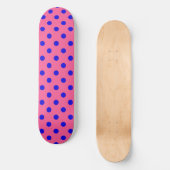 Blau auf rosa Polka Dots Design Skateboard (Vorderseite)