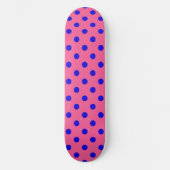 Blau auf rosa Polka Dots Design Skateboard (Vorderseite)