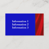 Blau auf roten Satin-Visitenkarten Visitenkarte (Rückseite)