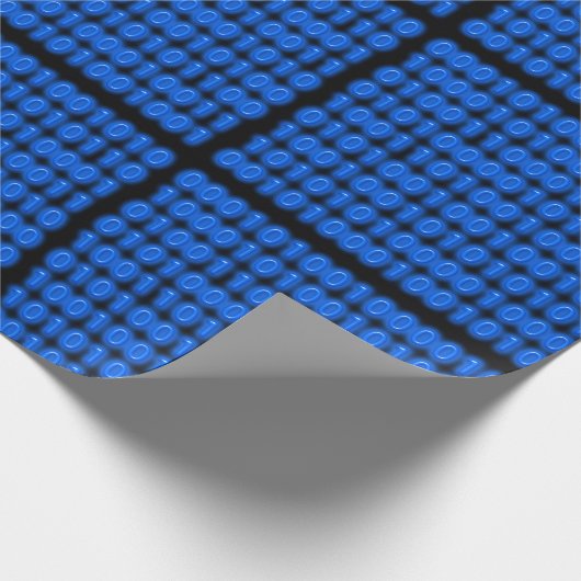 Blau auf schwarzem binärem Code Geschenkpapier (Ecke)