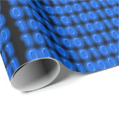 Blau auf schwarzem binärem Code Geschenkpapier (Rolleneckpunkt)