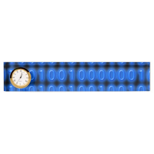 Blau auf schwarzem binärem Code Namensplakette