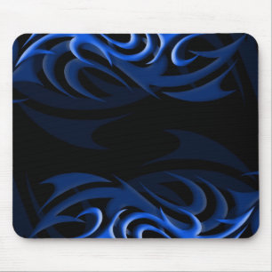 Blau auf schwarzem "Rauche" Mousepad