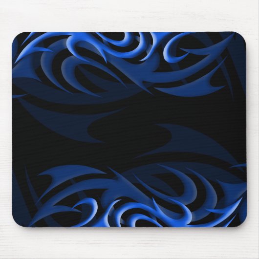 Blau auf schwarzem "Rauche" Mousepad (Vorne)