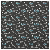 Blau auf schwarzen Lacrosse Sticks & Herzmuster Stoff (Muster)