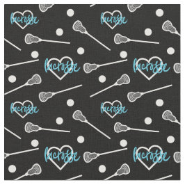 Blau auf schwarzen Lacrosse Sticks & Herzmuster Stoff