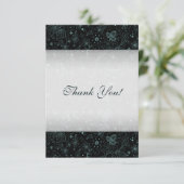 Blau auf schwarzer Blumengrenze dankt Ihnen Dankeskarte (Stehend Vorderseite)