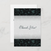 Blau auf schwarzer Blumengrenze dankt Ihnen Dankeskarte (Vorne/Hinten)