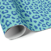 Blau auf Türkis Leopard Print Muster Geschenkpapier (Rolleneckpunkt)