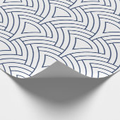 Blau auf weißem Art-Deko-geometrischem Muster Geschenkpapier (Ecke)