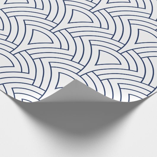 Blau auf weißem Art-Deko-geometrischem Muster Geschenkpapier (Ecke)