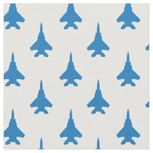 Blau auf weißem F-15-Kampfflugzeug-Muster Stoff (Nahaufnahme)