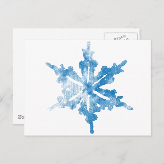 Blau auf weißem, frostigem Snowflake-Design Postkarte (Vorne/Hinten)