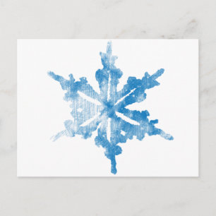 Blau auf weißem, frostigem Snowflake-Design Postkarte