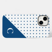 Blau auf weißem Polka Dot Muster Monogram Case-Mate iPhone Hülle (Rückseite (Horizontal))