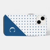 Blau auf weißem Polka Dot Muster Monogram iPhone Hülle (Rückseite (Horizontal))