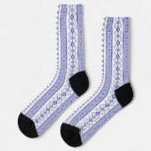 Blau auf weißem Tribal Muster Socken (Linkes Detail)