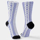 Blau auf weißem Tribal Muster Socken (Gewinkelt)
