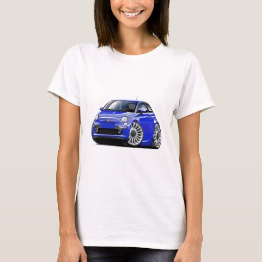 Blau-Auto Fiats 500 T-Shirt (Vorderseite)
