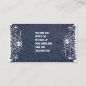 Blau bearbeitete Leder-und Spitze-Visitenkarte Visitenkarte (Rückseite)