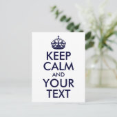 Blau Behalten Ruhe und Ihr Text Postkarte (Stehend Vorderseite)