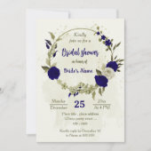 Blau-beige Blume botanisches Brautparty Einladung (Vorderseite)