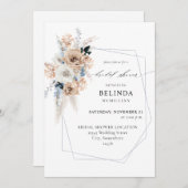 Blau & Beige Boho Brautparty Einladung (Vorne/Hinten)