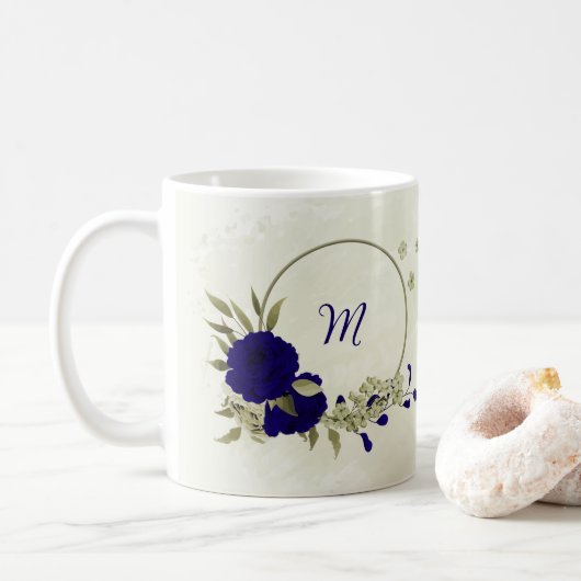 Blau-Beige Kaffeetasse (Mit Donut)