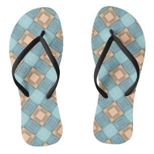 Blau-beige kariert badesandalen