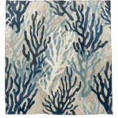 Blau Beige Koralle Duschvorhang (Vorderseite)