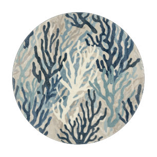 Blau Beige Koralle Schneidebrett