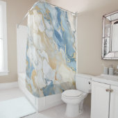 Blau-beige Marmorgestaltung Duschvorhang (Beispiel)