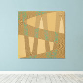 Blau Beige Modernes Abstraktes Wellenmuster Leinwanddruck (Insitu (Holzboden))