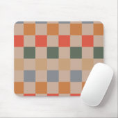 Blau Beige Orange Braun Kariert Gingham-Muster Mousepad (Mit Mouse)