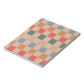 Blau Beige Orange Braun Kariert Gingham-Muster Notizblock (Rotiert)