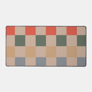 Blau Beige Orange Braun Kariert Gingham-Muster Schreibtischunterlage