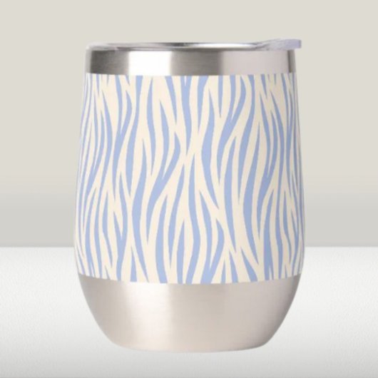Blau & Beige Zebra Streifen Edelstahl Weintumbler