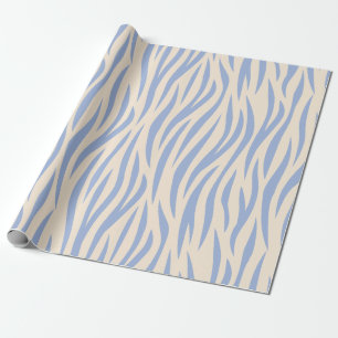 Blau & Beige Zebra Streifen Geschenkpapier – Styli