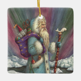 BLAU BELSNICKLE, NORDLICHTE UND PENGUINEN KERAMIKORNAMENT