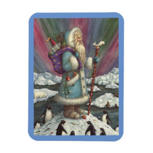 BLAU BELSNICKLE, NORDLICHTE UND PENGUINEN MAGNET