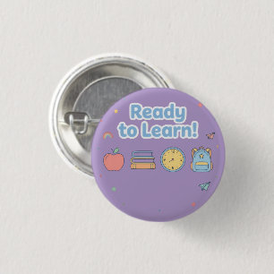 Blau Bereit zum Lernen Süß Zurück zur Schule Button