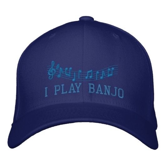 Blau bestickt I Play Banjo Music Cap Bestickte Kappe (Vorderseite)