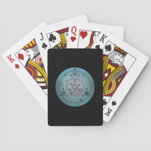 Blau beunruhigter heiliger Geometrieentwurf Spielkarten