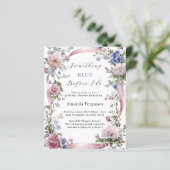 Blau bevor ich florals Bridal Dusche Einladung (Stehend Vorderseite)