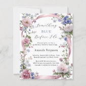 Blau bevor ich florals Bridal Dusche Einladung (Vorderseite)