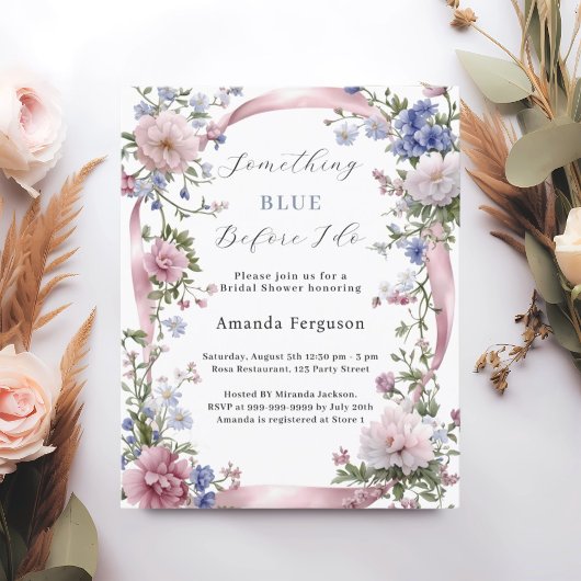Blau bevor ich florals Bridal Dusche Einladung