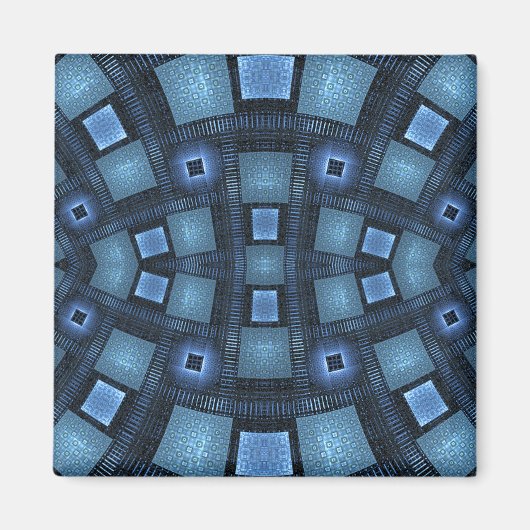 Blau bewegt Abstrakt geometrisches Muster Magnet (Vorne)