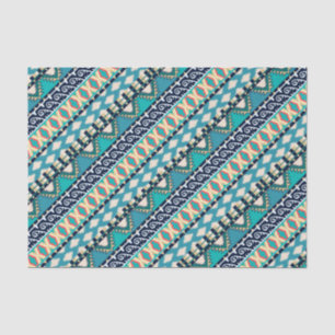 Blau bewegt Boho Erdton-Stammes- Muster Seidenpapier