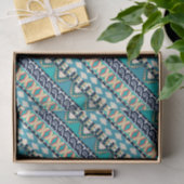 Blau bewegt Boho Erdton-Stammes- Muster Seidenpapier (Geschenk)