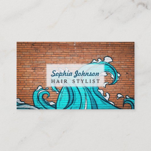 Blau bewegt coolen WandwandGraffiti wellenartig Visitenkarte (Vorderseite)